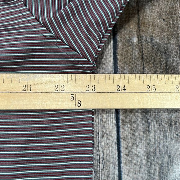 FootJoy Performance Stretch Short Sleeve Golf Polo Shirt Large Red Grey Striped - Picture 7 of 8